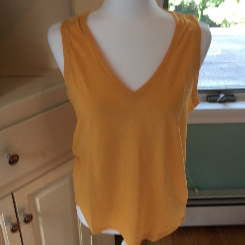 J. Crew saffron color v-neck sleeveless tee size S
